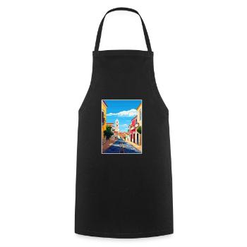 Lagos Portugal Vintage voyage affiche WPA Souvenir - Tablier de cuisine - noir - Devant - AI Model Male 185 dark (185cm)
