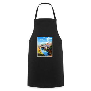 Tomar Portugal Vintage voyage affiche WPA Souvenir - Tablier de cuisine - noir - Devant - AI Model Male 185 dark (185cm)
