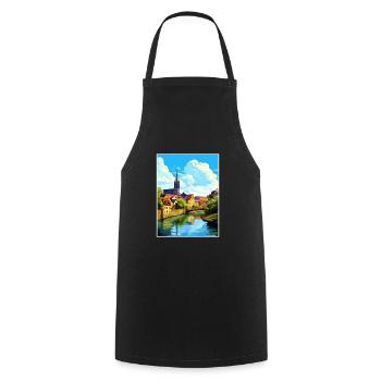 Lunen Dekoration Deutschland Vintage Reiseposter WPA - Kochschürze - Schwarz - Vorne - AI Model Male 185 dark (185cm)