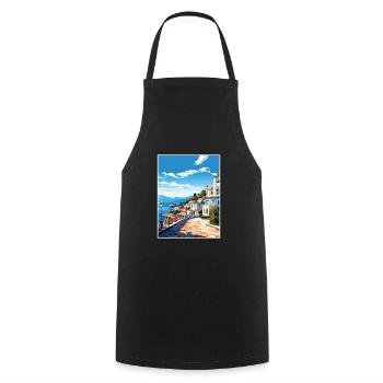 Sesimbra Portugal Vintage voyage affiche Souvenir - Tablier de cuisine - noir - Devant - AI Model Male 185 dark (185cm)