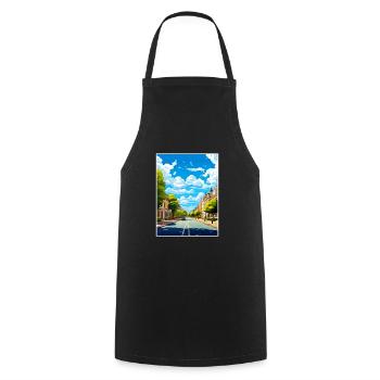 Kassel Decoration Germany Vintage Travel Poster - Cooking Apron - black - Front - AI Model Male 185 dark (185cm)