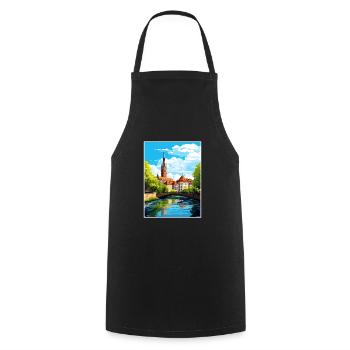 Stuttgart Allemagne Vintage voyage affiche Souvenir - Tablier de cuisine - noir - Devant - AI Model Male 185 dark (185cm)