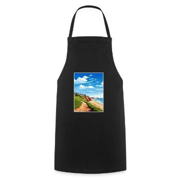 Filey England Yorkshire Vintage Reiseposter WPA - Kochschürze - Schwarz - Vorne - AI Model Male 185 dark (185cm)