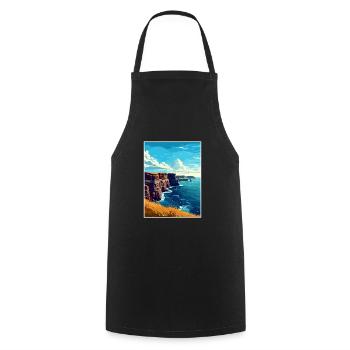 Falaises de Moher Irlande Vintage voyage affiche WPA - Tablier de cuisine - noir - Devant - AI Model Male 185 dark (185cm)