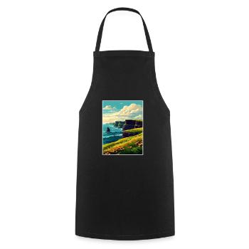 Falaises de Moher Irlande Vintage voyage affiche WPA - Tablier de cuisine - noir - Devant - AI Model Male 185 dark (185cm)