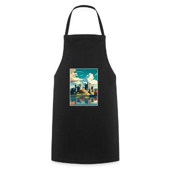 Caernarfon Castle Wales Vintage Travel Poster WPA - Cooking Apron - black - Front - AI Model Male 185 dark (185cm)