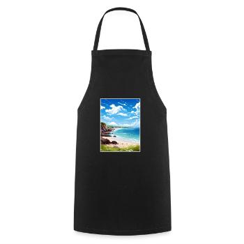 Trevaunance Cove Cornwall Affiche de voyage Vintage - Tablier de cuisine - noir - Devant - AI Model Male 185 dark (185cm)