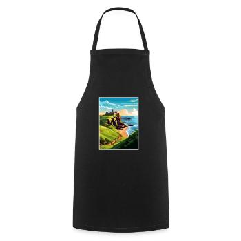 Dunnottar Castle England Vintage Travel Poster WPA - Cooking Apron - black - Front - AI Model Male 185 dark (185cm)