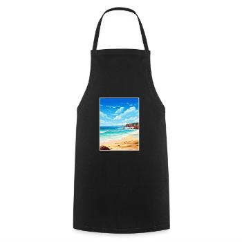 Porthcurno Beach Cornwall Vintage Reiseposter - Kochschürze - Schwarz - Vorne - AI Model Male 185 dark (185cm)