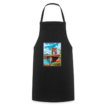Bristol England Bridge Vintage Travel Poster WPA - Cooking Apron - black - Front - AI Model Male 185 dark (185cm)