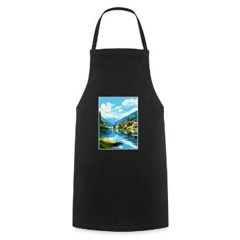 Flekkefjord Norvège Chambre Vintage voyage affiche WPA - Tablier de cuisine - noir - Devant - AI Model Male 185 dark (185cm)