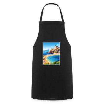 Sicile Italie Décoration Vintage Voyage Affiche WPA - Tablier de cuisine - noir - Devant - AI Model Male 185 dark (185cm)