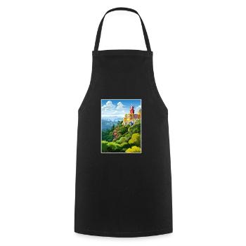 Sintra Portugal Vintage voyage affiche WPA Souvenir - Tablier de cuisine - noir - Devant - AI Model Male 185 dark (185cm)