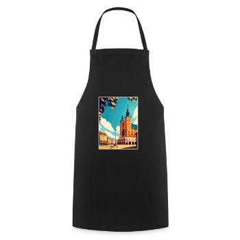 Cracovie Pologne Vintage voyage affiche WPA Souvenir - Tablier de cuisine - noir - Devant - AI Model Male 185 dark (185cm)
