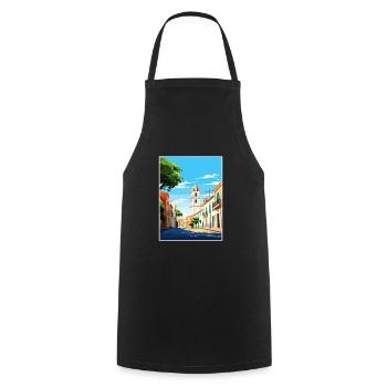 Faro Portugal Vintage voyage affiche WPA Souvenir - Tablier de cuisine - noir - Devant - AI Model Male 185 dark (185cm)