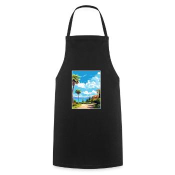 Alcudia Espagne Vintage voyage affiche WPA Souvenir - Tablier de cuisine - noir - Devant - AI Model Male 185 dark (185cm)