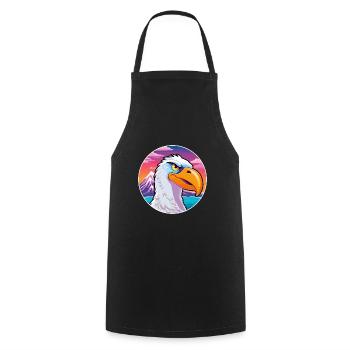 Albatross Watercolor Cartoon Kawaii Pet Animal Col - Cooking Apron - black - Front - AI Model Male 185 dark (185cm)