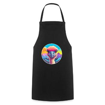 Autruche Aquarelle Dessin Animé Kawaii Animal De Compagnie Animal Couleur - Tablier de cuisine - noir - Devant - AI Model Male 185 dark (185cm)