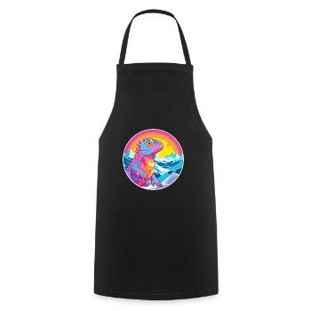 Chameleon Watercolor Cartoon Kawaii Pet Animal Col - Cooking Apron - black - Front - AI Model Male 185 dark (185cm)