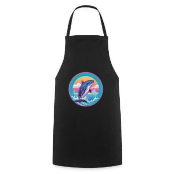 Dolphin Watercolor Cartoon Kawaii Pet Animal Color - Cooking Apron - black - Front - AI Model Male 185 dark (185cm)