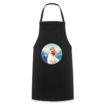 Chicken Watercolor Cartoon Kawaii Pet Animal Color - Cooking Apron - black - Front - AI Model Male 185 dark (185cm)