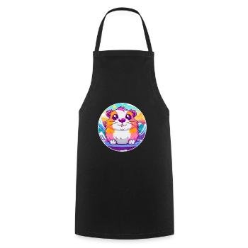 Hamster Aquarell Karikatur Kawaii Haustier Tier Farbe - Kochschürze - Schwarz - Vorne - AI Model Male 185 dark (185cm)