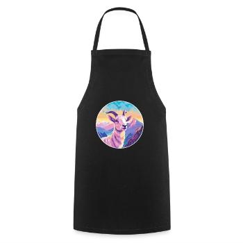 Goat Watercolor Cartoon Kawaii Pet Animal Colorful - Cooking Apron - black - Front - AI Model Male 185 dark (185cm)