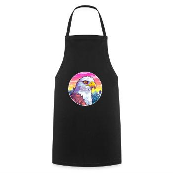Hawk Watercolor Cartoon Kawaii Pet Animal Colorful - Cooking Apron - black - Front - AI Model Male 185 dark (185cm)
