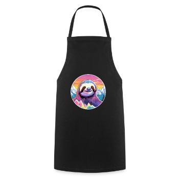 Sloth Watercolor Cartoon Kawaii Pet Animal Colorfu - Cooking Apron - black - Front - AI Model Male 185 dark (185cm)