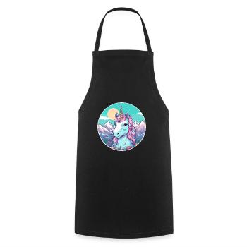 Licorne Aquarelle Dessin Animé Kawaii Animal De Compagnie Animal Couleur - Tablier de cuisine - noir - Devant - AI Model Male 185 dark (185cm)