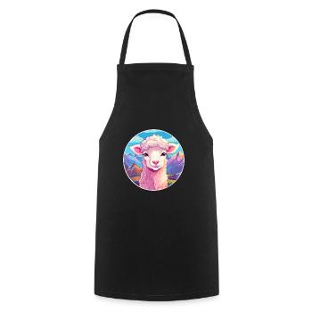 Mouton Aquarelle Dessin Animé Kawaii Animal Animal Colorfu - Tablier de cuisine - noir - Devant - AI Model Male 185 dark (185cm)