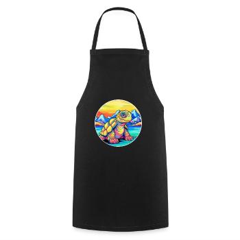 Tortue Aquarelle Dessin Animé Kawaii Animal De Compagnie Colorf - Tablier de cuisine - noir - Devant - AI Model Male 185 dark (185cm)
