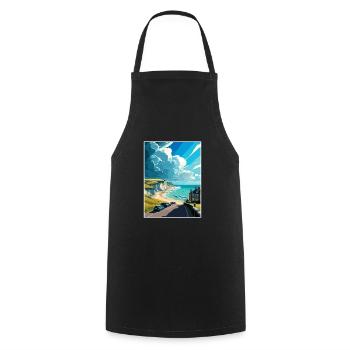 Seaford Angleterre Sussex Vintage voyage affiche WPA - Tablier de cuisine - noir - Devant - AI Model Male 185 dark (185cm)