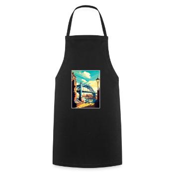 Newcastle England Vintage Travel Poster Souvenir - Cooking Apron - black - Front - AI Model Male 185 dark (185cm)