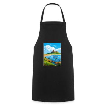 Bamburgh Castle Angleterre Vintage voyage affiche WPA - Tablier de cuisine - noir - Devant - AI Model Male 185 dark (185cm)