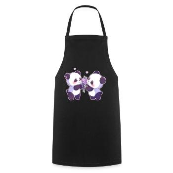 Valentinstag Pandas - Kochschürze - Schwarz - Vorne - AI Model Male 185 dark (185cm)