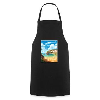 Portscatho Cornwall Vintage voyage affiche Souvenir - Tablier de cuisine - noir - Devant - AI Model Male 185 dark (185cm)
