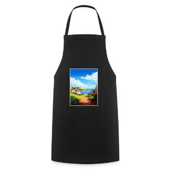 Portholland Cornwall Vintage voyage affiche WPA Art - Tablier de cuisine - noir - Devant - AI Model Male 185 dark (185cm)