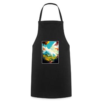 Eden Project England Vintage Travel Poster WPA Art - Cooking Apron - black - Front - AI Model Male 185 dark (185cm)