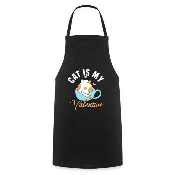 Le chat est mon Valentin - Tablier de cuisine - noir - Devant - AI Model Male 185 dark (185cm)