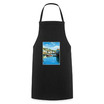 Polperro Cornwall Vintage voyage affiche Souvenir - Tablier de cuisine - noir - Devant - AI Model Male 185 dark (185cm)