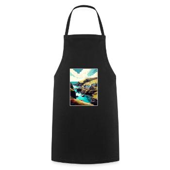 Boscastle England Vintage Travel Poster Souvenir - Cooking Apron - black - Front - AI Model Male 185 dark (185cm)