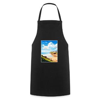 Polzeath Cornwall Vintage voyage affiche Souvenir - Tablier de cuisine - noir - Devant - AI Model Male 185 dark (185cm)