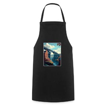 Ironbridge England Vintage Travel Poster Souvenir - Cooking Apron - black - Front - AI Model Male 185 dark (185cm)
