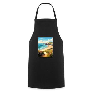 Daymer Bay Cornwall Vintage voyage affiche Souvenir - Tablier de cuisine - noir - Devant - AI Model Male 185 dark (185cm)