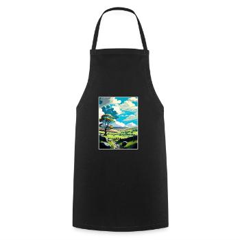 Wensleydale England Vintage Reiseposter Souvenir - Kochschürze - Schwarz - Vorne - AI Model Male 185 dark (185cm)