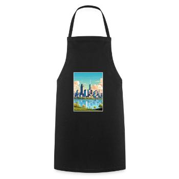Montreal Montrealgift Canada Vintage Travel Poster - Cooking Apron - black - Front - AI Model Male 185 dark (185cm)