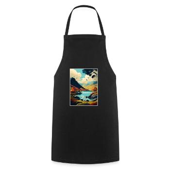 Lake District Vintage Reiseposter WPA Souvenir - Kochschürze - Schwarz - Vorne - AI Model Male 185 dark (185cm)