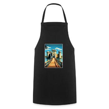 Château de Bodiam Vintage voyage affiche WPA Souvenir - Tablier de cuisine - noir - Devant - AI Model Male 185 dark (185cm)
