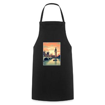 London England Vintage Travel Poster WPA Souvenir - Cooking Apron - black - Front - AI Model Male 185 dark (185cm)